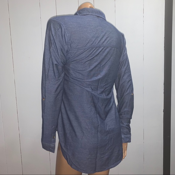 Faux denim button down - Picture 2 of 2